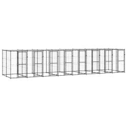 Chenil ext&eacute;rieur cage enclos parc animaux chien ext&eacute;rieur acier avec toit 19,36 m&sup2; 02_0000394