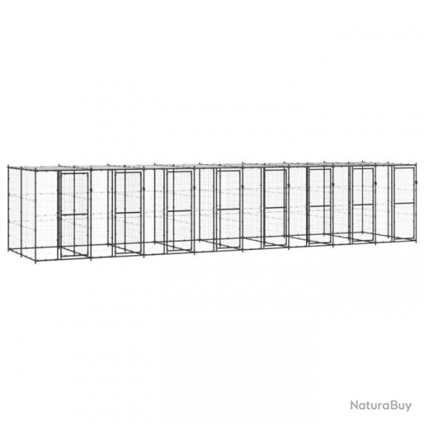 Chenil extrieur cage enclos parc animaux chien extrieur acier avec toit 19,36 m 02_0000394
