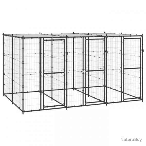 Chenil extrieur cage enclos parc animaux chien extrieur acier avec toit 7,26 m 02_0000402