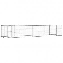 Chenil extérieur cage enclos parc animaux chien extérieur acier avec toit 21,78 m² 02_0000396