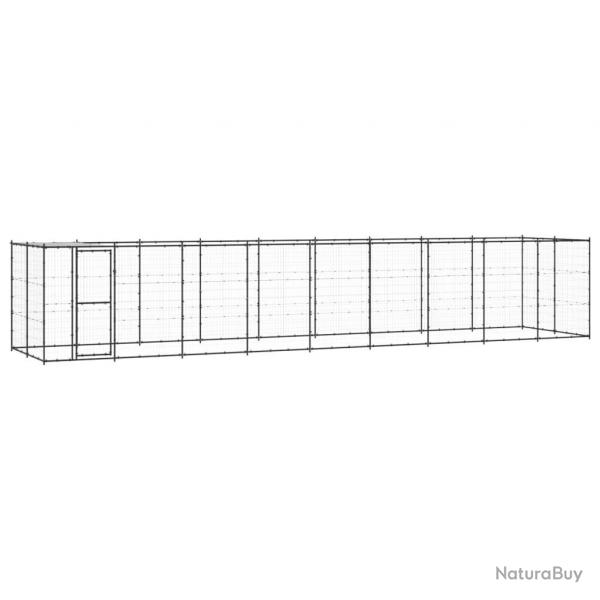 Chenil extrieur cage enclos parc animaux chien extrieur acier avec toit 21,78 m 02_0000396