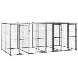 Chenil extérieur cage enclos parc animaux chien extérieur acier avec toit 9,68 m² 02_0000404