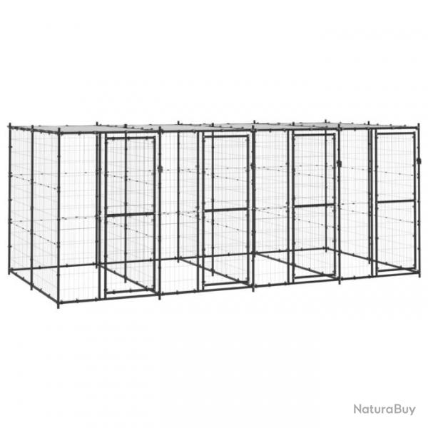 Chenil extrieur cage enclos parc animaux chien extrieur acier avec toit 9,68 m 02_0000404