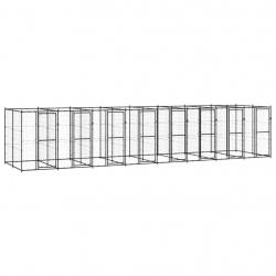 Chenil extérieur cage enclos parc animaux chien extérieur acier 19,36 m² 02_0000384