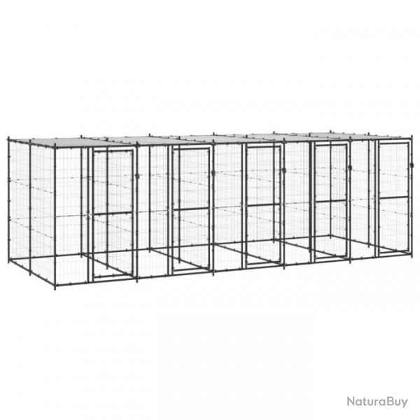 Chenil extrieur cage enclos parc animaux chien extrieur acier avec toit 12,1 m 02_0000389