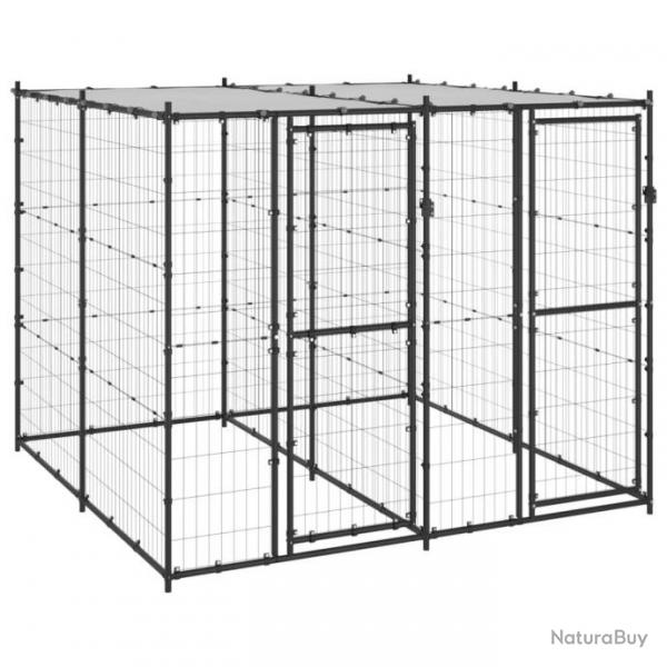 Chenil extrieur cage enclos parc animaux chien extrieur acier avec toit 4,84 m 02_0000401