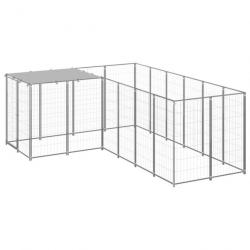 Chenil extérieur cage enclos parc animaux chien argenté 4,84 m² acier 02_0000278