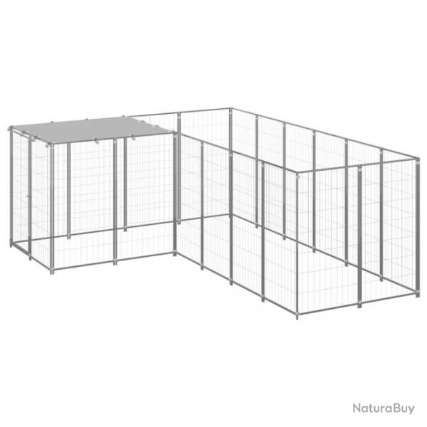 Chenil extrieur cage enclos parc animaux chien argent 4,84 m acier 02_0000278