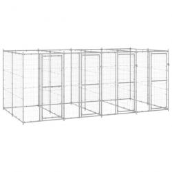Chenil extérieur cage enclos parc animaux chien extérieur acier galvanisé 9,68 m² 02_0000430