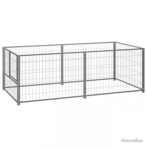 Chenil extrieur cage enclos parc animaux chien argent 200 x 100 x 70 cm acier 02_0000253