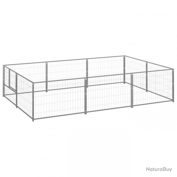 Chenil extrieur cage enclos parc animaux chien argent 6 m acier 02_0000290