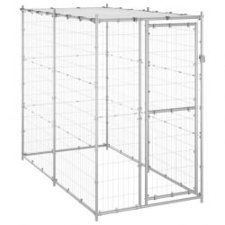 Chenil extérieur cage enclos parc animaux chien extérieur acier galvanisé avec toit 110 x 220 x 180