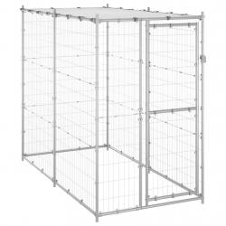 Chenil extérieur cage enclos parc animaux chien extérieur acier galvanisé avec toit 110 x 220 x 180