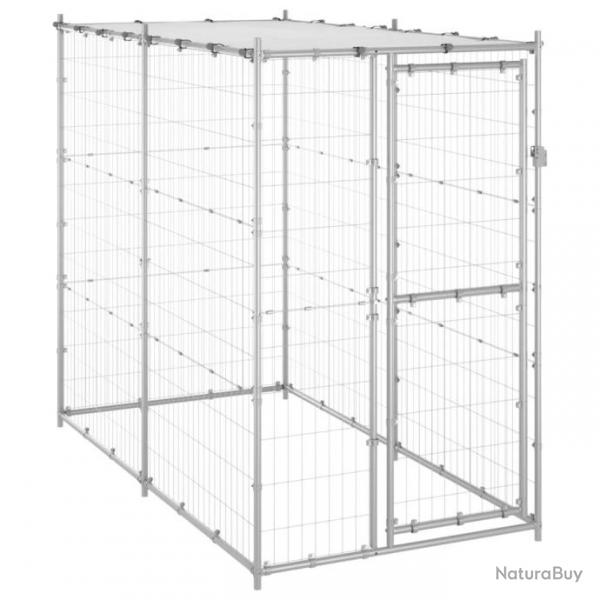 Chenil extrieur cage enclos parc animaux chien extrieur acier galvanis avec toit 110 x 220 x 180