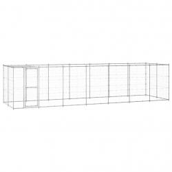 Chenil extérieur cage enclos parc animaux chien extérieur acier galvanisé avec toit 16,94 m² 02_000