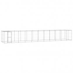 Chenil extérieur cage enclos parc animaux chien extérieur acier galvanisé avec toit 26,62 m² 02_000