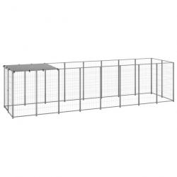 Chenil extérieur cage enclos parc animaux chien argenté 4,84 m² acier 02_0000277