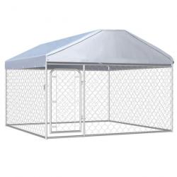 Chenil extérieur cage enclos parc animaux chien extérieur avec toit pour chiens 200 x 200 x 135 cm