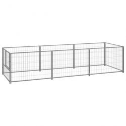 Chenil extérieur cage enclos parc animaux chien argenté 3 m² acier 02_0000264