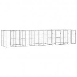 Chenil extérieur cage enclos parc animaux chien extérieur acier galvanisé 19,36 m² 02_0000411