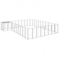 Chenil extérieur cage enclos parc animaux chien argenté 25,41 m² acier 02_0000260