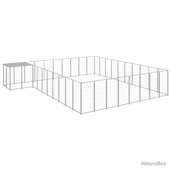 Chenil extrieur cage enclos parc animaux chien argent 25,41 m acier 02_0000260