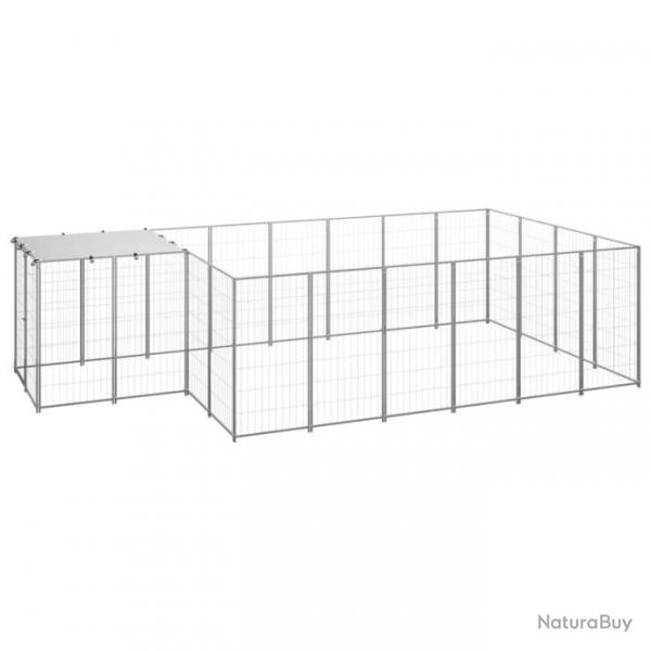 Chenil extrieur cage enclos parc animaux chien argent 8,47 m acier 02_0000303