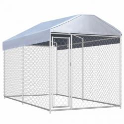 Chenil extérieur cage enclos parc animaux chien d'extérieur avec toit pour chiens 225 cm 02_0000329