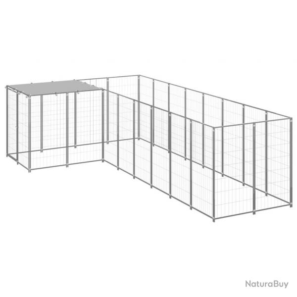Chenil extrieur cage enclos parc animaux chien argent 6,05 m acier 02_0000293