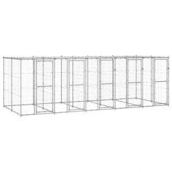 Chenil extérieur cage enclos parc animaux chien extérieur acier galvanisé avec toit 12,1 m² 02_0000