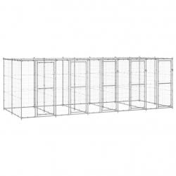Chenil extérieur cage enclos parc animaux chien extérieur acier galvanisé avec toit 12,1 m² 02_0000
