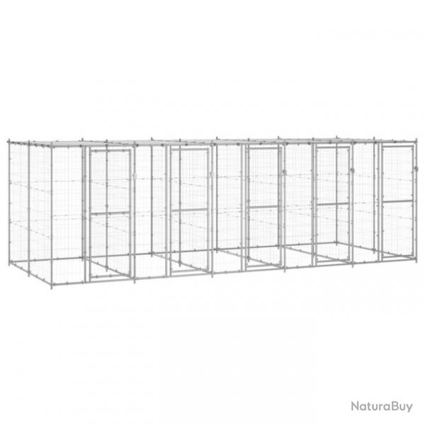 Chenil extrieur cage enclos parc animaux chien extrieur acier galvanis avec toit 12,1 m 02_0000