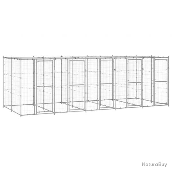 Chenil extrieur cage enclos parc animaux chien extrieur acier galvanis avec toit 12,1 m 02_0000