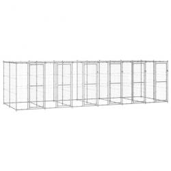 Chenil extérieur cage enclos parc animaux chien extérieur acier galvanisé avec toit 14,52 m² 02_000