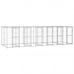Chenil extérieur cage enclos parc animaux chien extérieur acier galvanisé avec toit 14,52 m² 02_000