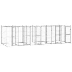 Chenil ext&eacute;rieur cage enclos parc animaux chien ext&eacute;rieur acier galvanis&eacute; avec toit 14,52 m&sup2; 02_000