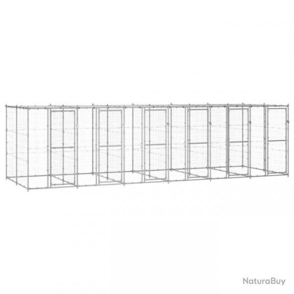 Chenil extrieur cage enclos parc animaux chien extrieur acier galvanis avec toit 14,52 m 02_000