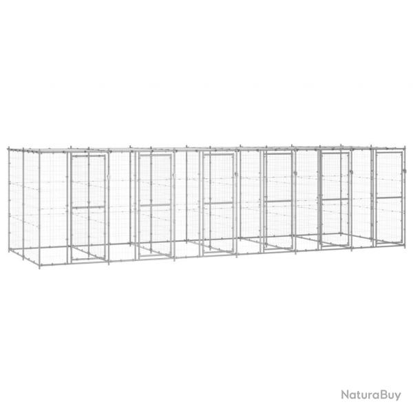 Chenil extrieur cage enclos parc animaux chien extrieur acier galvanis avec toit 14,52 m 02_000