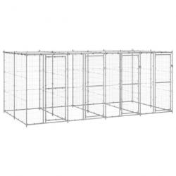 Chenil extérieur cage enclos parc animaux chien extérieur acier galvanisé avec toit 9,68 m² 02_0000