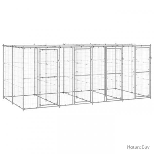 Chenil extrieur cage enclos parc animaux chien extrieur acier galvanis avec toit 9,68 m 02_0000