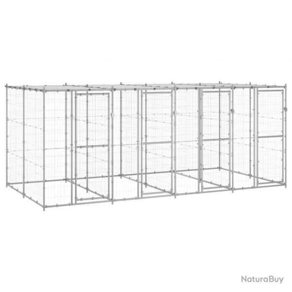 Chenil extrieur cage enclos parc animaux chien extrieur acier galvanis avec toit 9,68 m 02_0000
