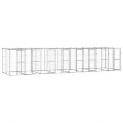 Chenil extérieur cage enclos parc animaux chien extérieur acier galvanisé avec toit 19,36 m² 02_000