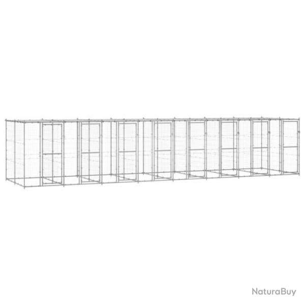 Chenil extrieur cage enclos parc animaux chien extrieur acier galvanis avec toit 19,36 m 02_000