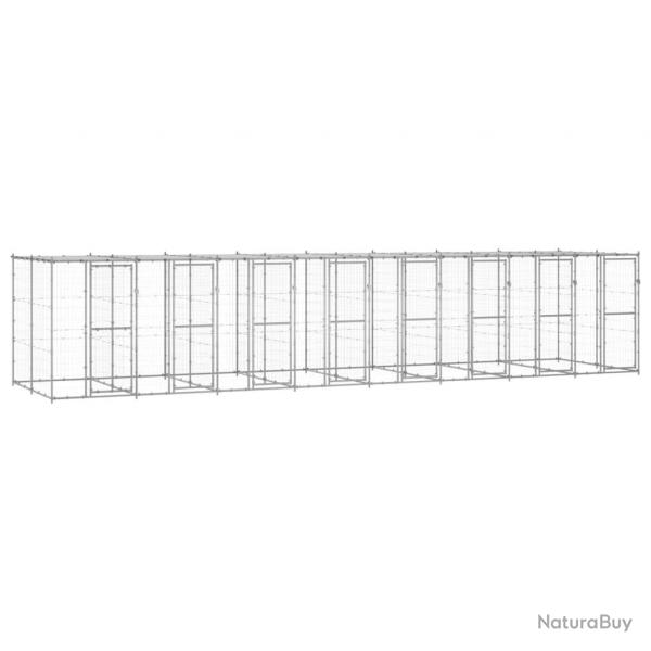 Chenil extrieur cage enclos parc animaux chien extrieur acier galvanis avec toit 19,36 m 02_000