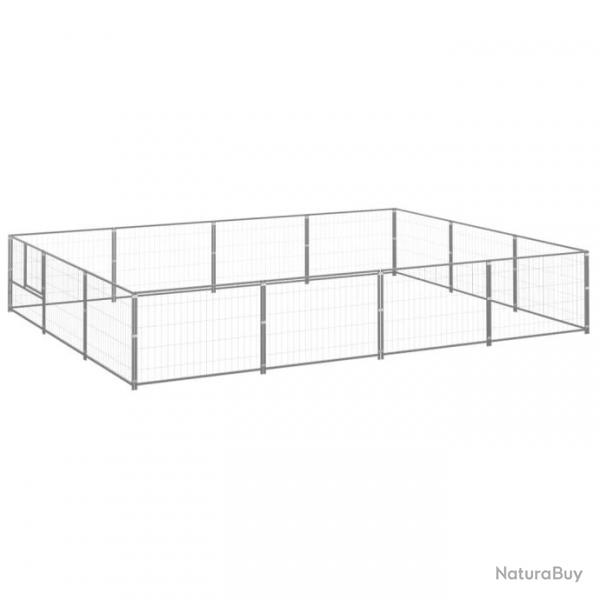 Chenil extrieur cage enclos parc animaux chien argent 12 m acier 02_0000236