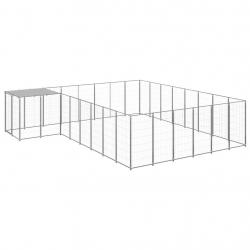 Chenil extérieur cage enclos parc animaux chien argenté 15,73 m² acier 02_0000242