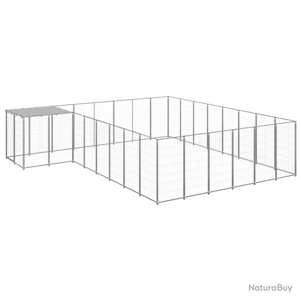 Chenil extrieur cage enclos parc animaux chien argent 15,73 m acier 02_0000242