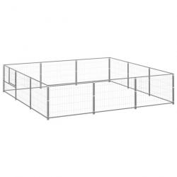 Chenil extérieur cage enclos parc animaux chien argenté 9 m² acier 02_0000308