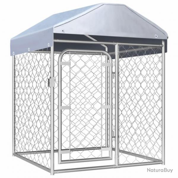 Chenil extrieur cage enclos parc animaux chien extrieur avec toit 100 x 100 x 125 cm 02_0000448