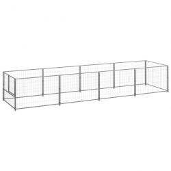 Chenil extérieur cage enclos parc animaux chien argenté 4 m² acier 02_0000275